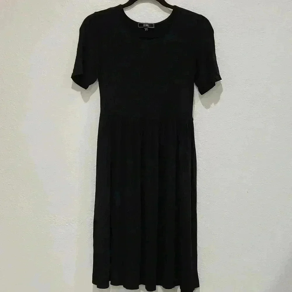 Vibe Sportswear Casual Black T-Shirt Dress Size S